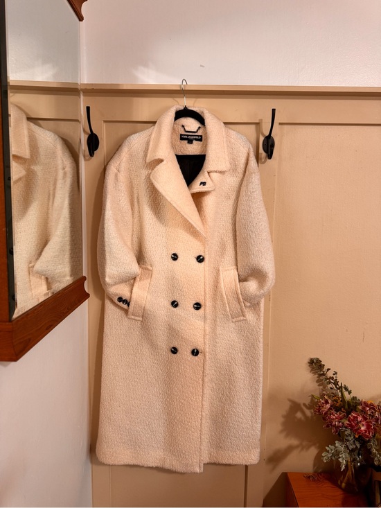 Karl Lagerfeld Jackets & Blazers - Karl Lagerfeld Cream Double-Breasted Teddy Pea Coat
